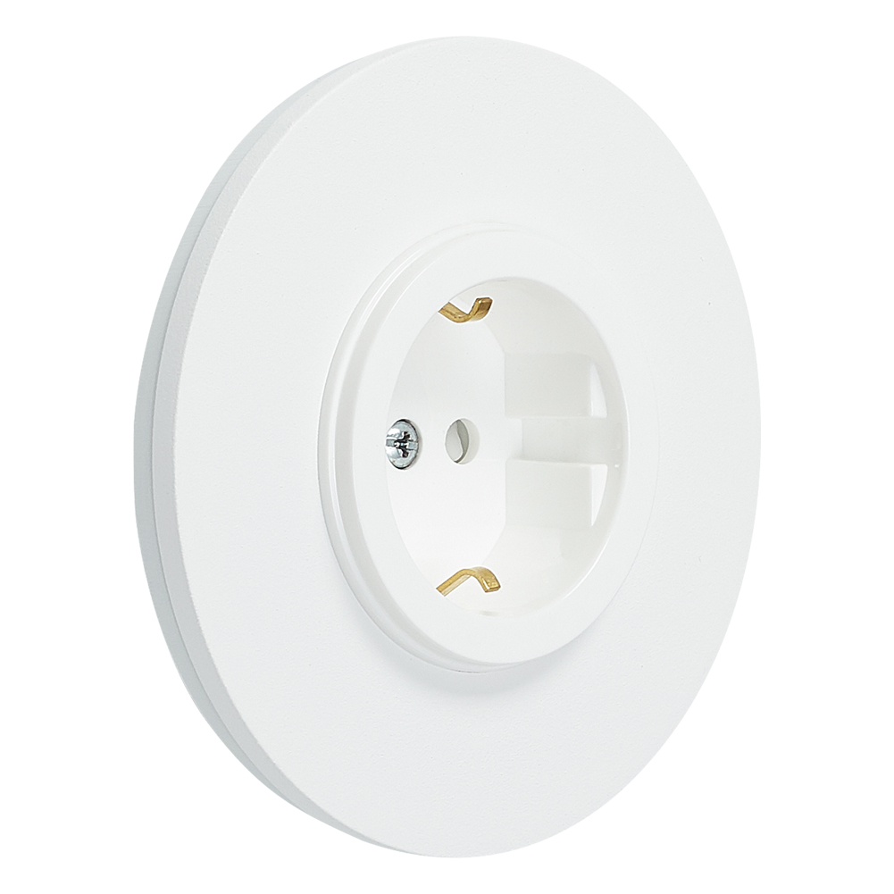 Socket metal matte white single 1 gang. Round Series