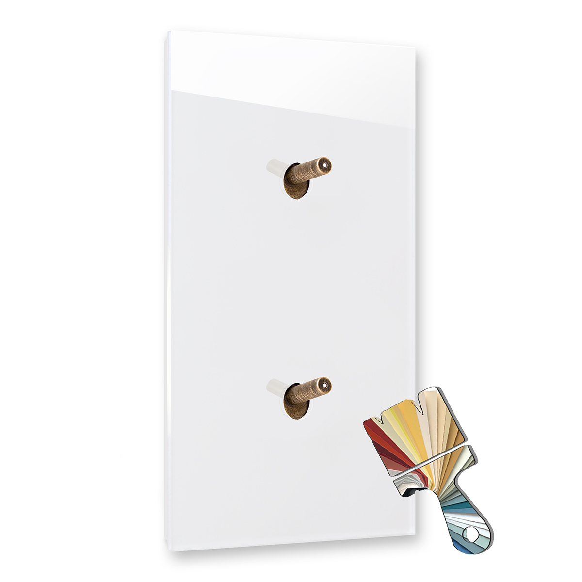 Light switch in Farrow Ball colour 2 toggles Bronze Antique illuminated. Glass-effect. YORK