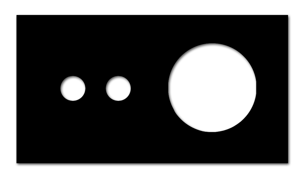 Touch-Blende CAMBRIDGE - Glas-Optik 2-fach mit rundem Ausschnitt waagerecht in Schwarz.