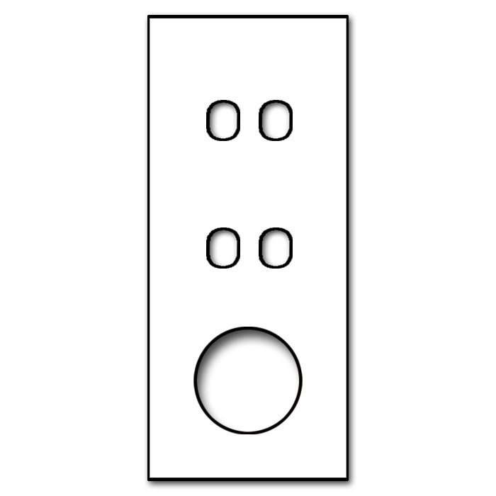 YORK White Glass-Effect 4-Gang Cover Plate with Round Cut-Out for 3 Back Boxes by ROHDE+ROHDE