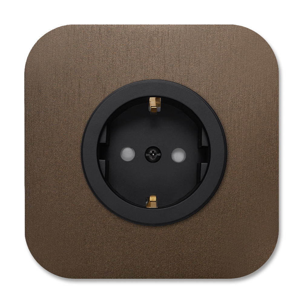 Socket metal brown single 1 gang. Cube Series