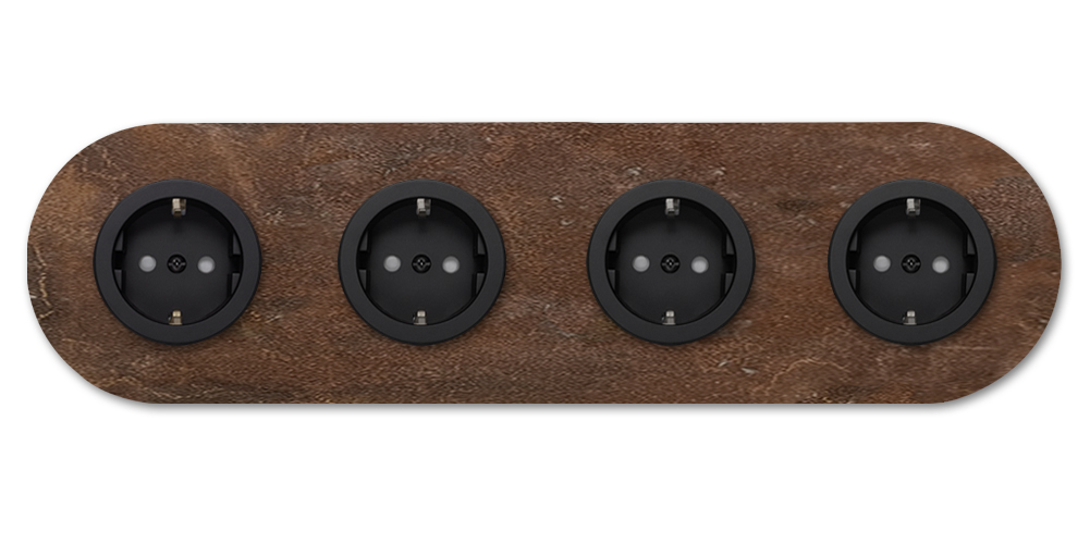 Socket rusty metal rust 4 gang. Round Series