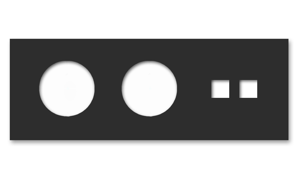 Rahmen Metall schwarz 2 Steckdosenausschnitte 2 Zubehörausschnitte und Keystone holder. Square series