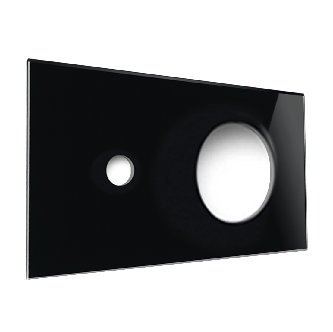 YORK Black Glass-Effect 1-Gang Horizontal Cover Plate with Round Cut-Out by ROHDE+ROHDE
