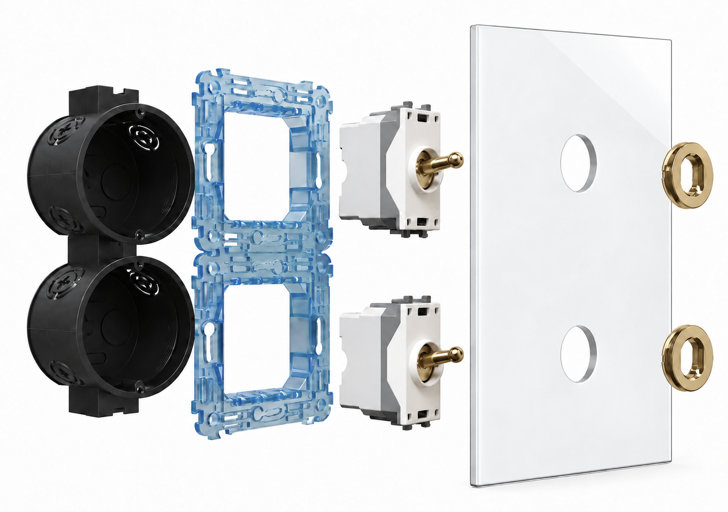 CAMBRIDGE light switch insert with toggle lever. Brass.
