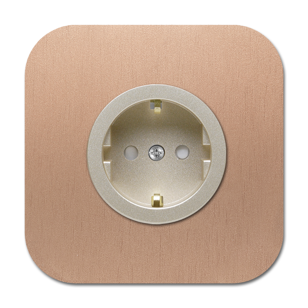 Steckdose Metall Kupfer abgerundet 1-fach. Cube Series