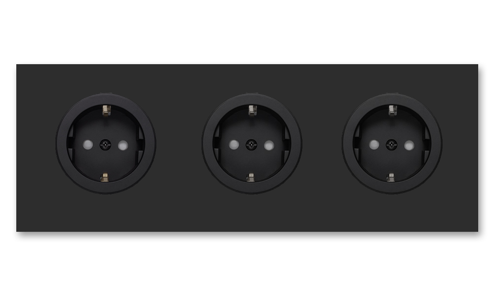 Socket metal matte black 2 gang. Square Series