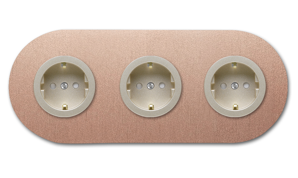 Steckdose Metall Kupfer 3-fach. Round Series