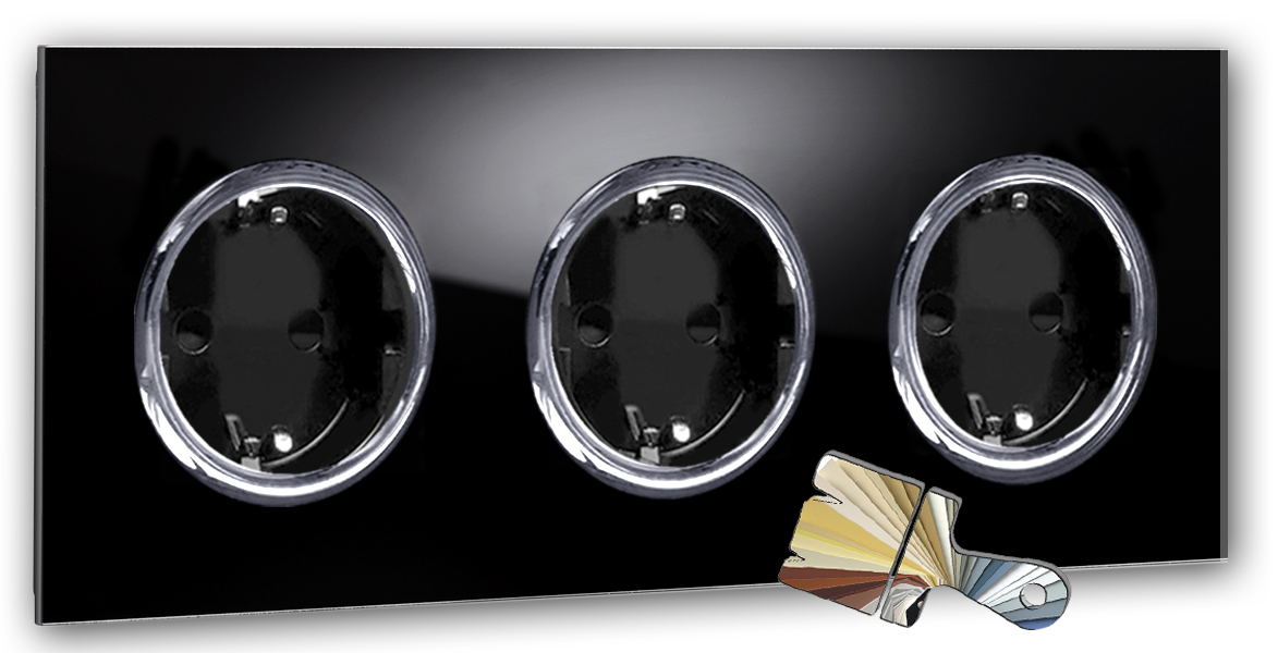 Steckdose Farrow Ball Farbe Glas-Optik Set Chrom 3-fach