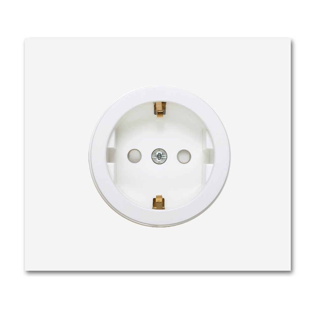 Socket metal matte white single 1 gang. Square Series