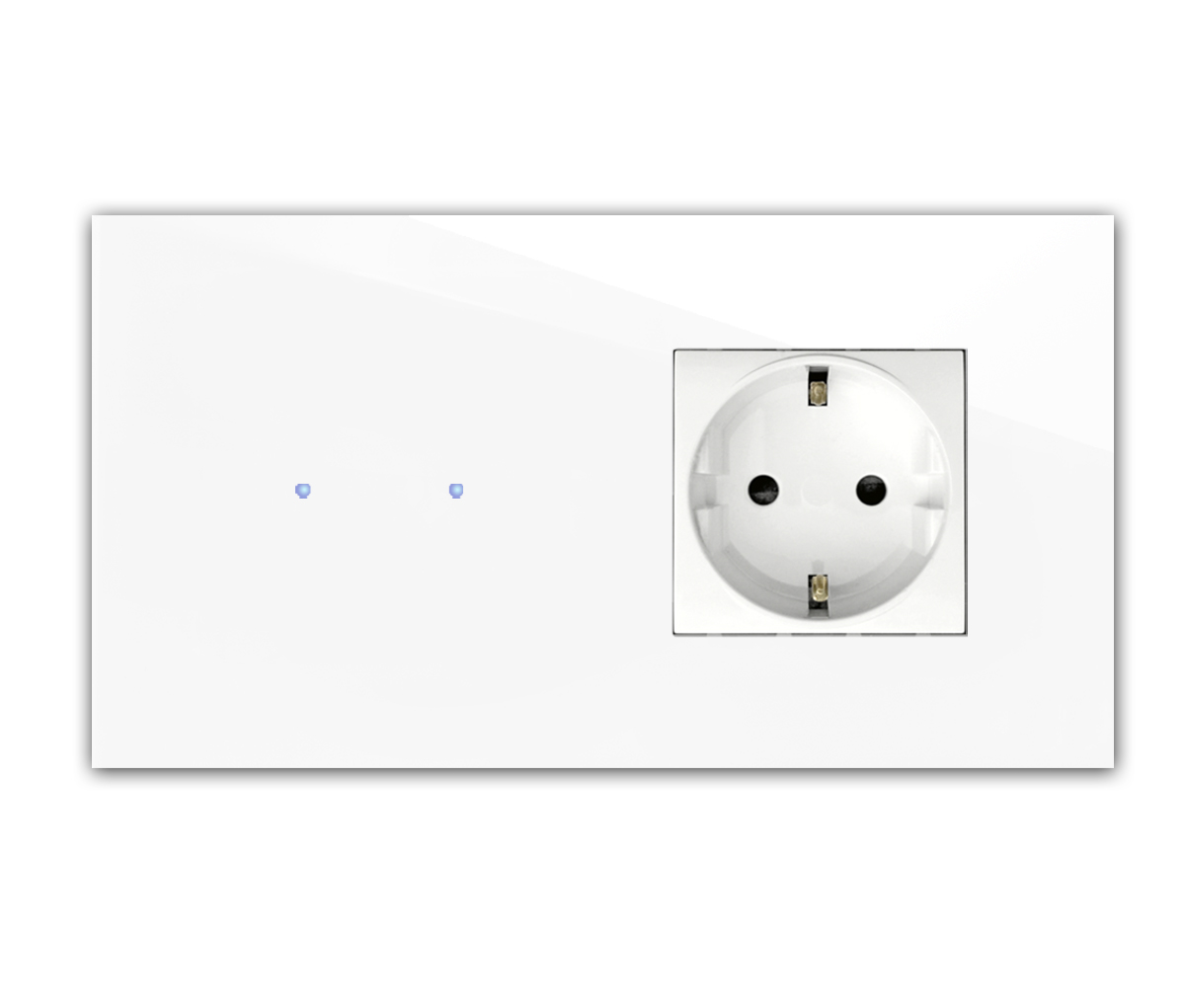 Touchschalter-Steckdosen-Kombination 2-fach mit Steckdose. 230V Glas-Optik. NOVA