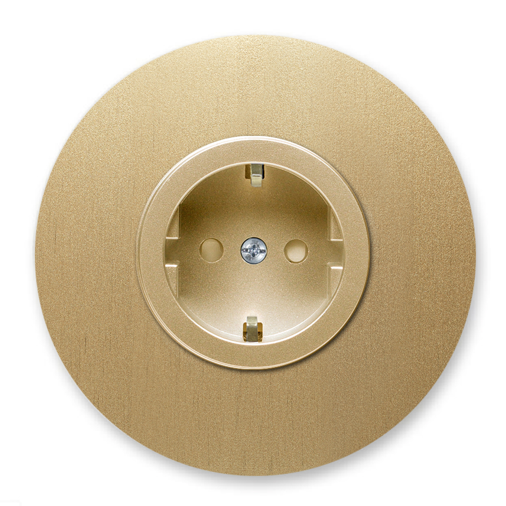 Socket metal in gold single 1 gang. Square Series