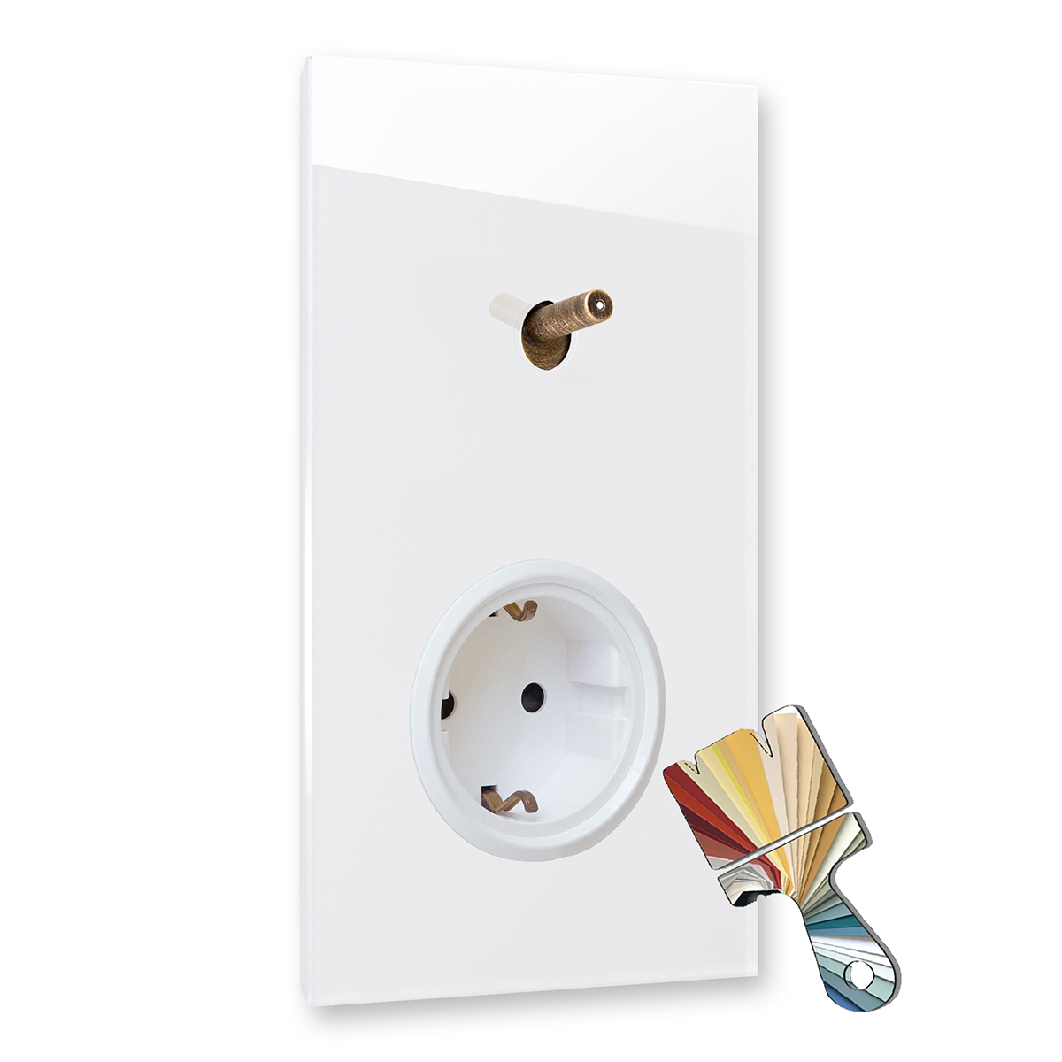 RAL Lichtschalter mit Steckdose. Kipphebel Bronze Antique. Individuelle Farbe Glasoptik. YORK