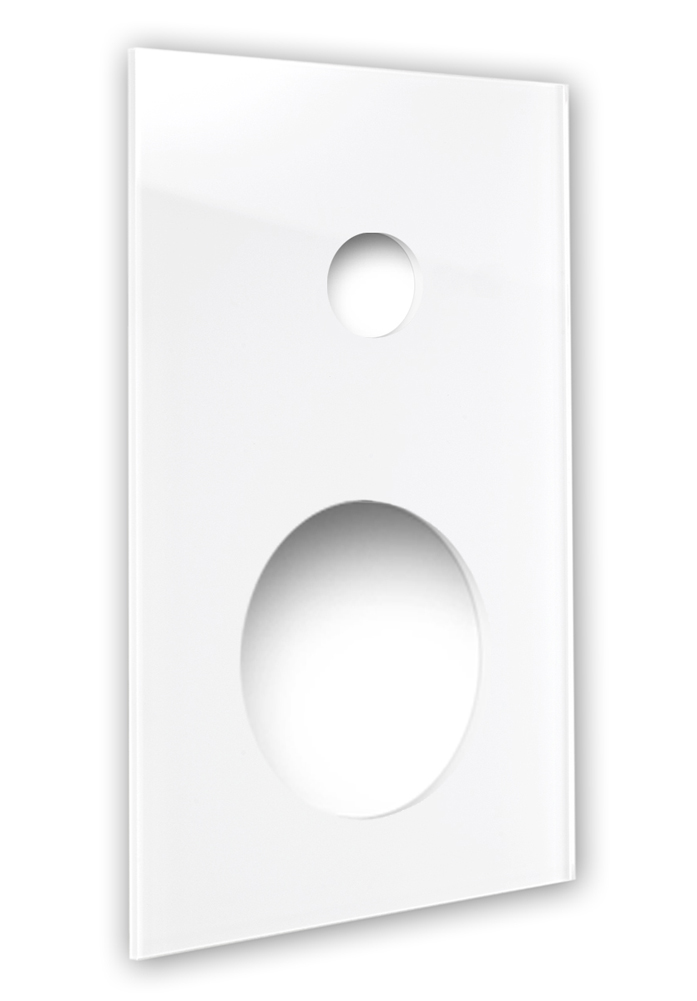 Retroschalter-Blende CAMBRIDGE - Glas-Optik 1-fach mit rundem Ausschnitt in Weiß.