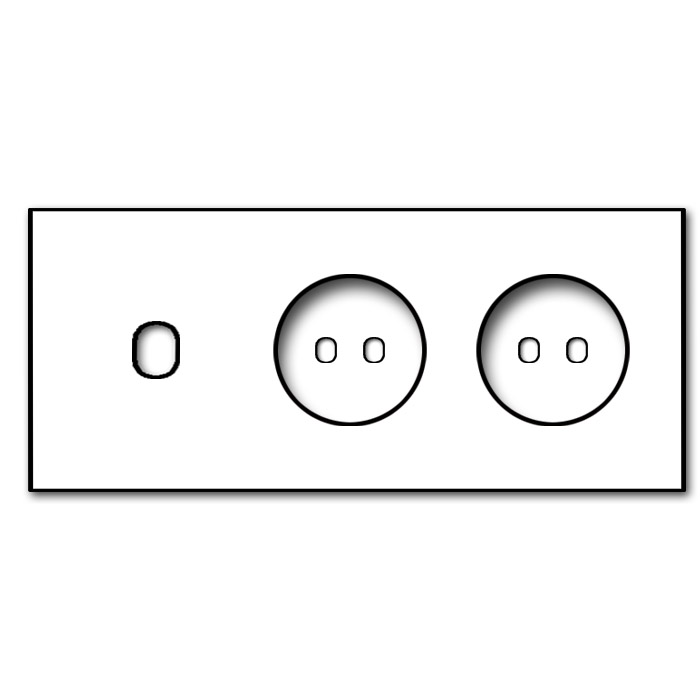 .1 gang + 2 ❍❍ socket outlets, horizontal