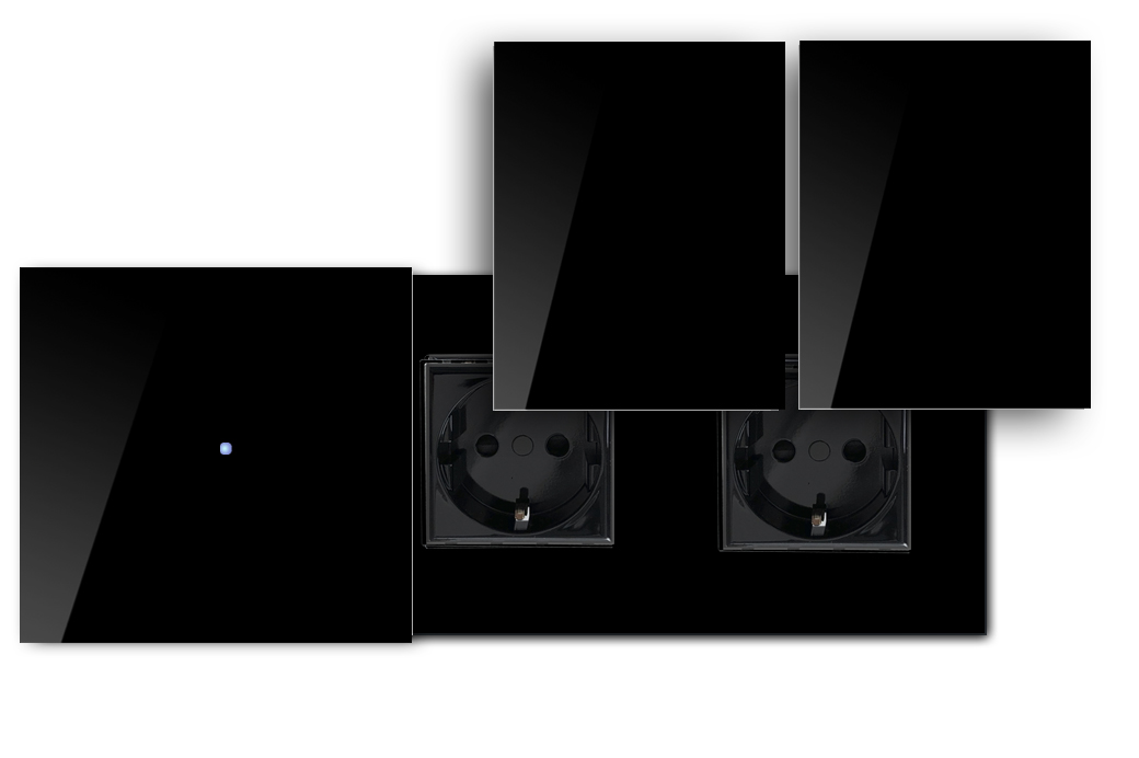 Touchschalter-Steckdosen-Kombination. 230V Glas-Optik. NOVA