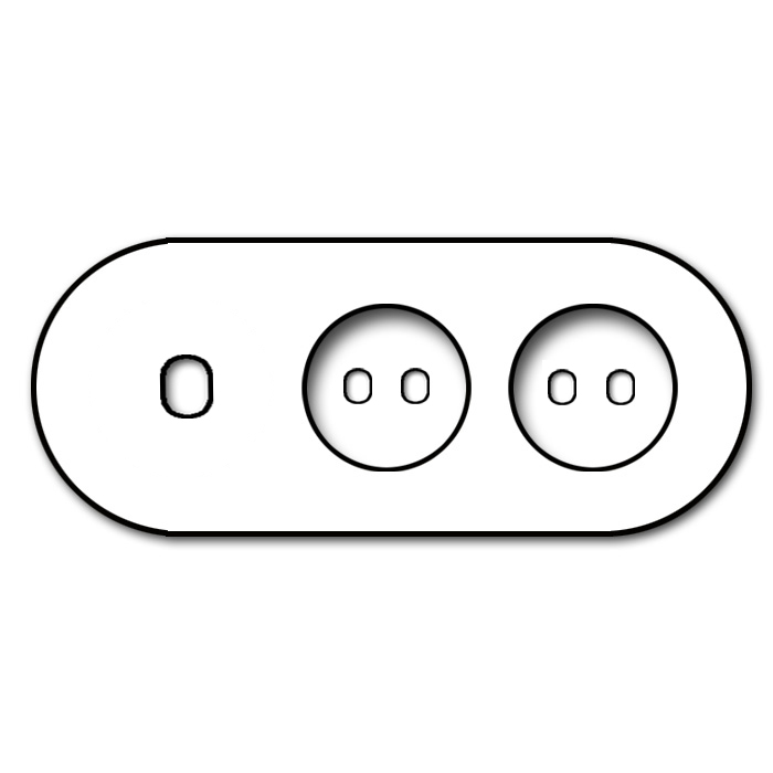 .1 gang + 2 ❍❍ socket outlets, horizontal