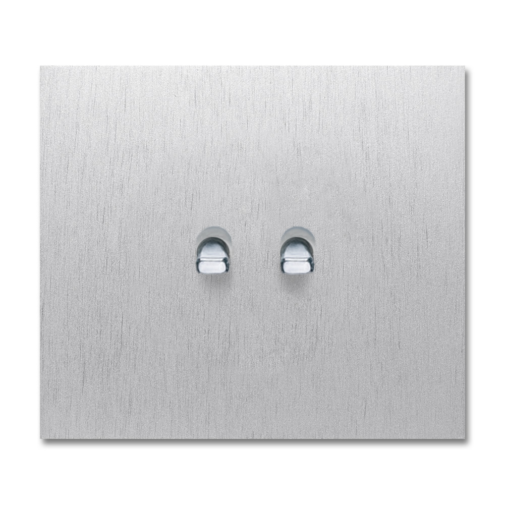 Toggle switch metal aluminium chrome 2 gang 2 way. Square Series