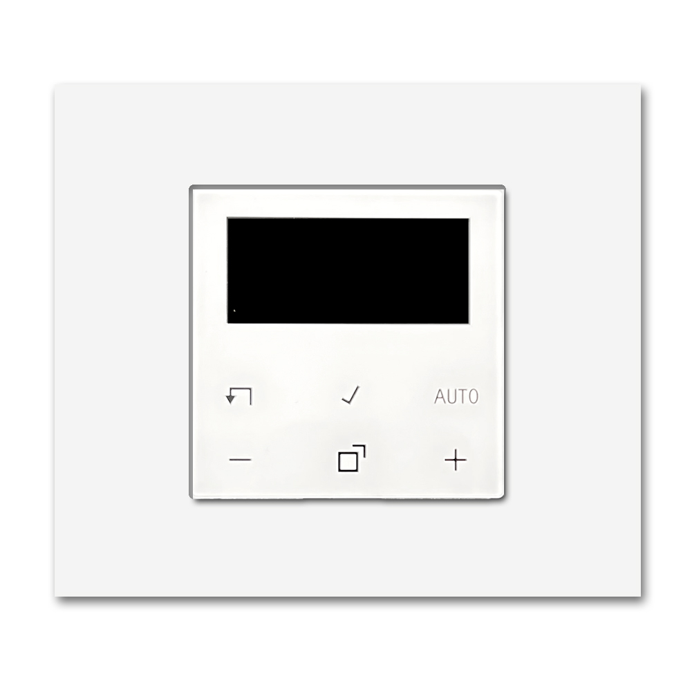 Thermostat elektronisch mit Metall Rahmen weiß. Square Series