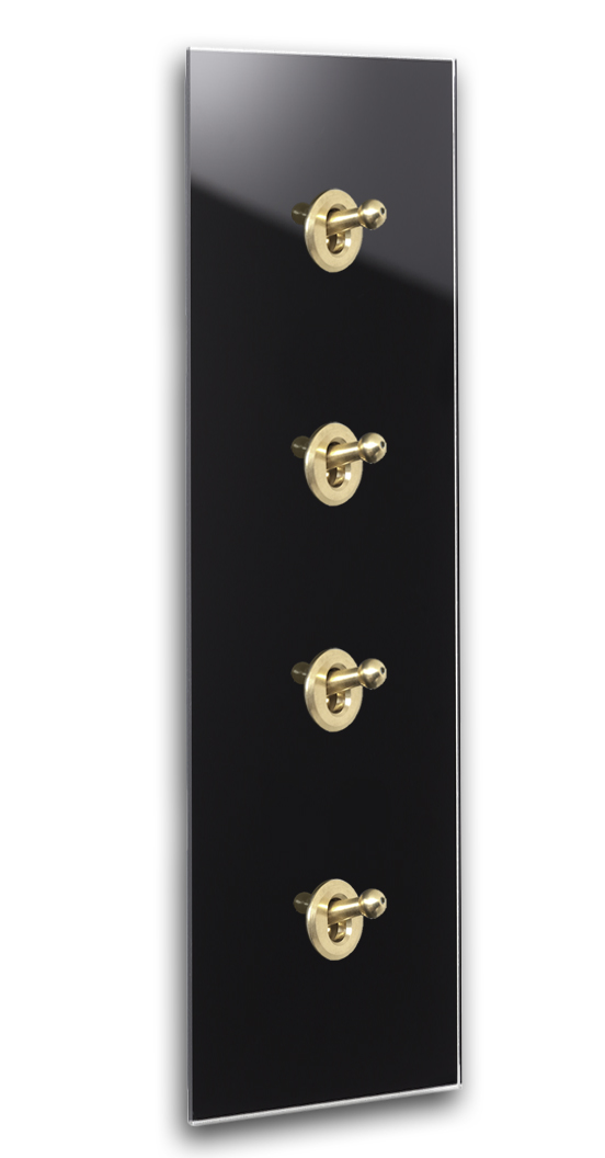 Retro switch in glass look black gold 4 gang CAMBRIDGE