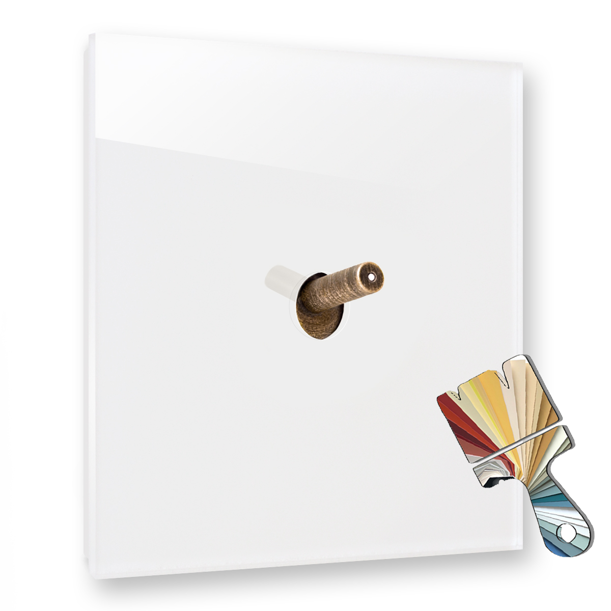 Light switch in Farrow Ball colour 1 toggle Bronze Antique illuminated. Glass-effect. YORK