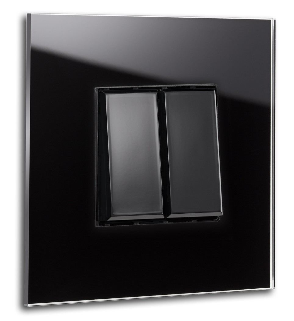 Lichtschalter Glas-Optik 2-fach Wechselschalter Schwarz MAXIM