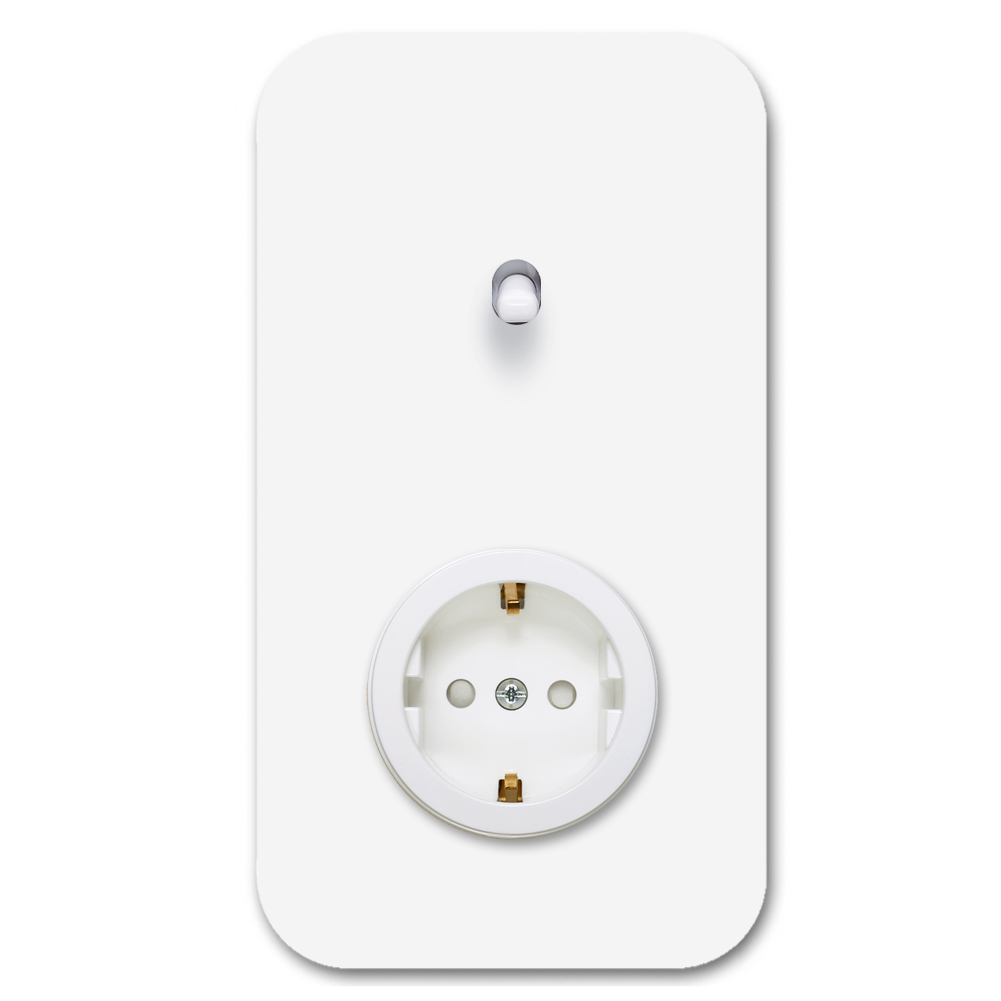 Toggle switch metal matte white 1 gang 2 way + 1 socket. Cube Series