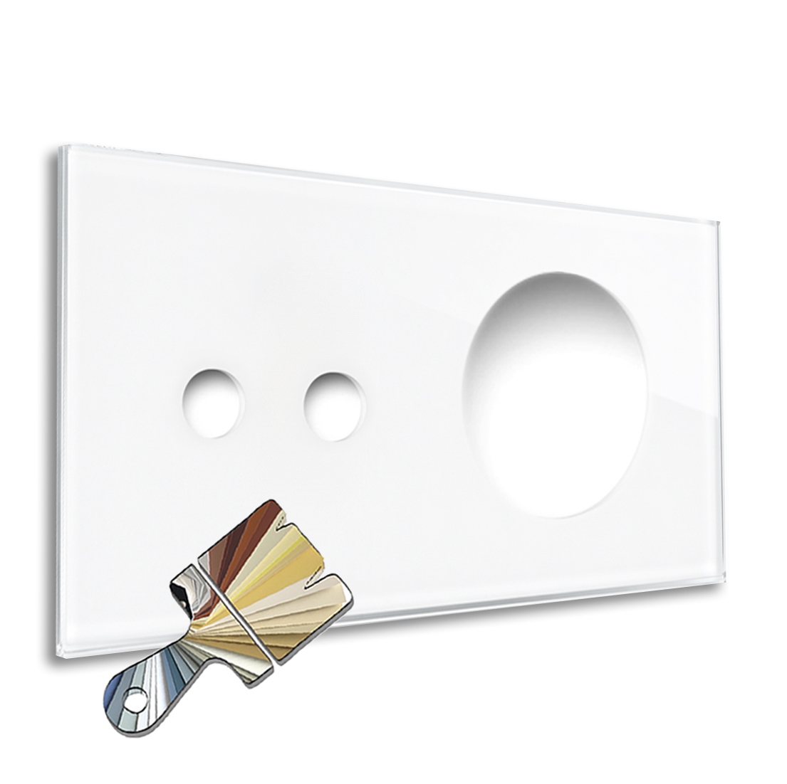 YORK Little Greene Colour Glass-Effect 2-Gang Horizontal Cover Plate with Round Cut-Out by ROHDE+ROHDE