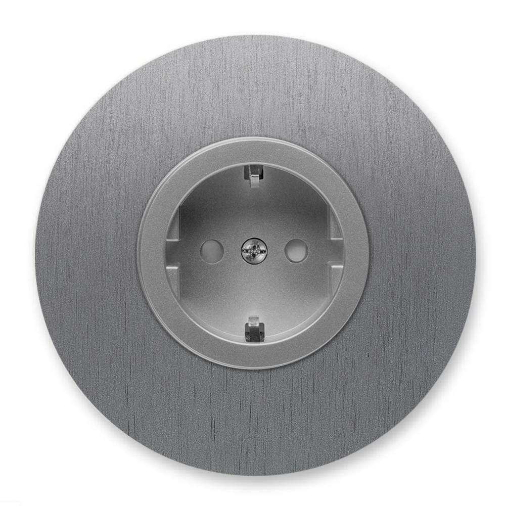 Runde Metall-Steckdose Titanium 1-fach. Round Series