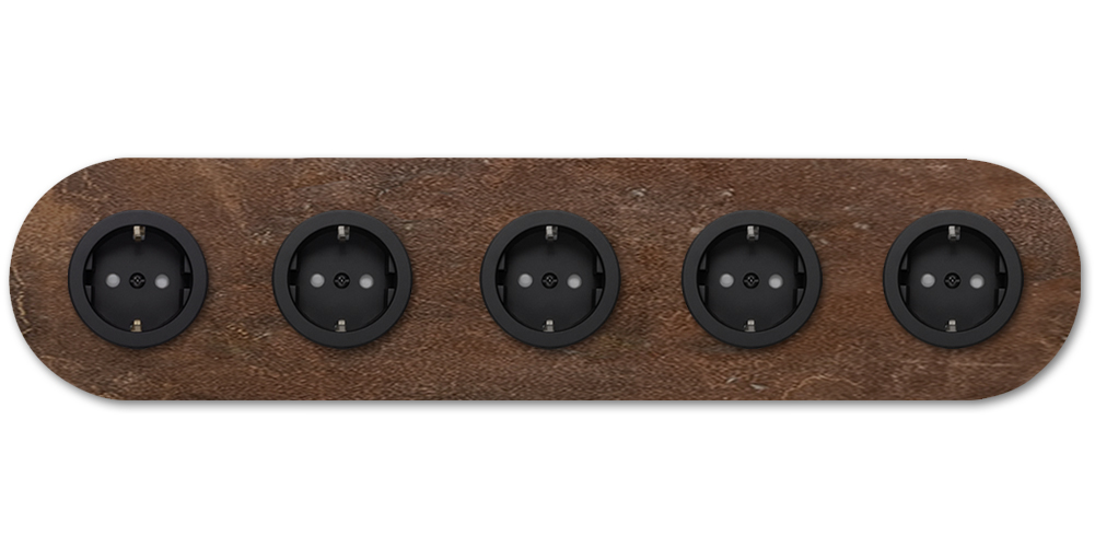 Socket rusty metal rust 5 gang. Round Series