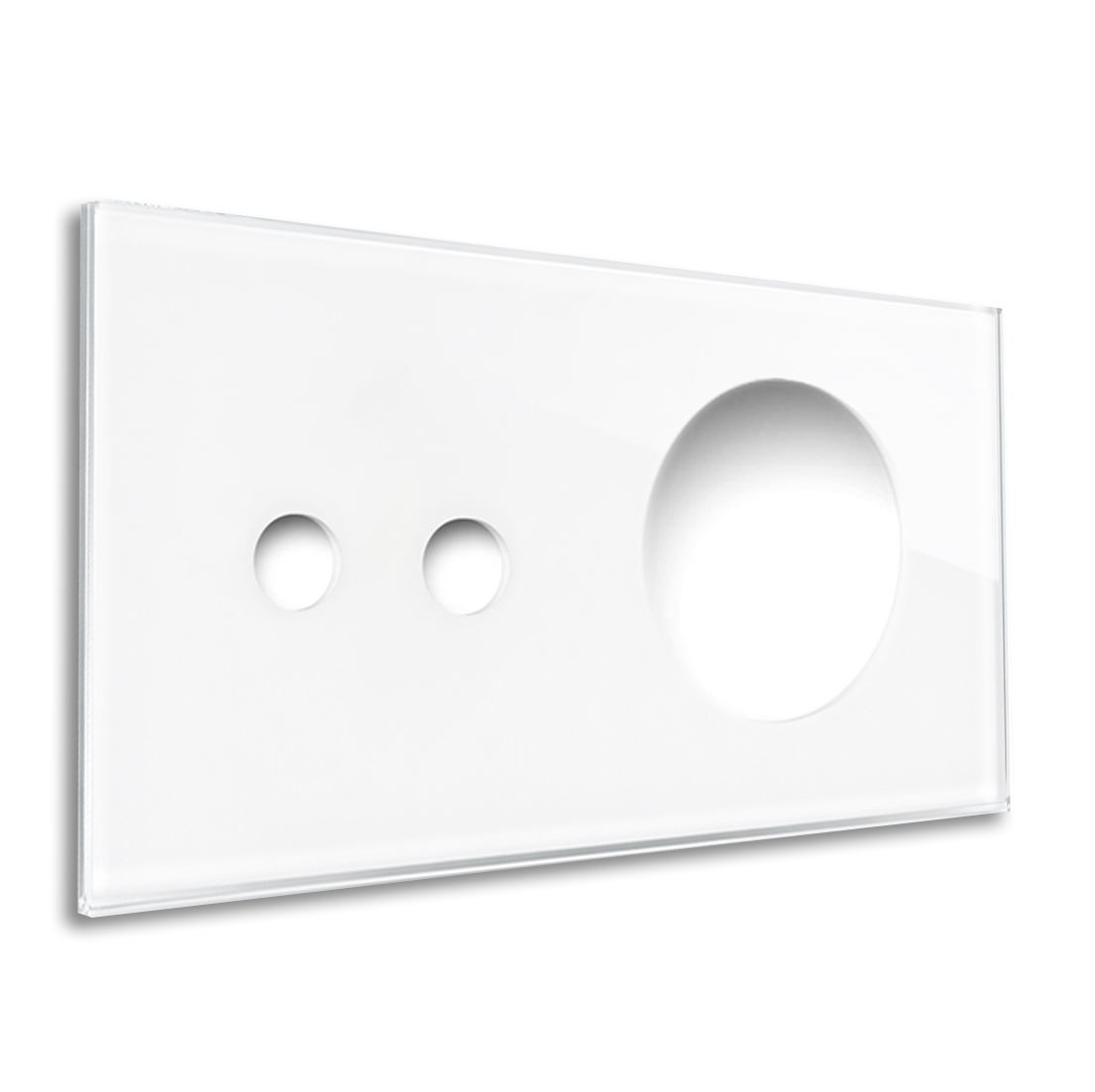 YORK White Glass-Effect 2-Gang Horizontal Cover Plate with Round Cut-Out by ROHDE+ROHDE