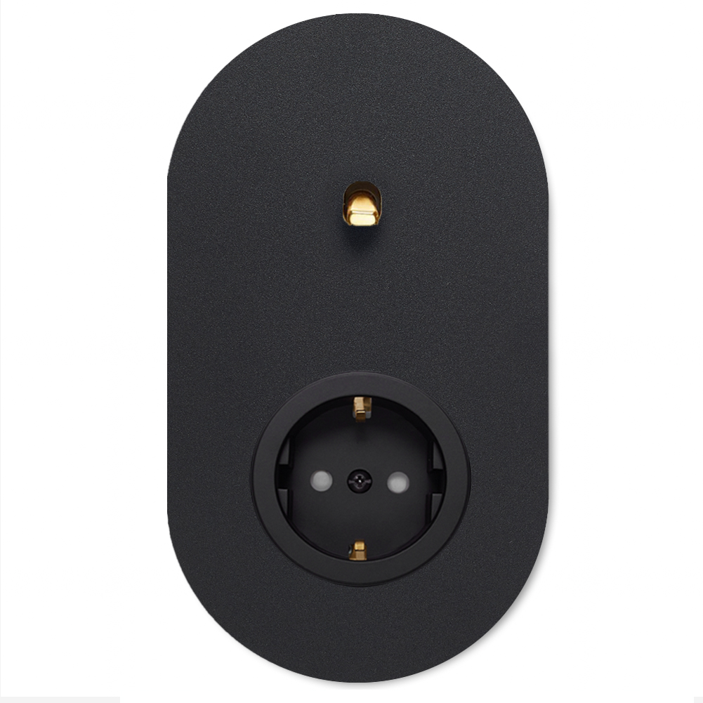 Toggle switch metal matte black gold 1 gang + 1 socket 2 way. Round Series