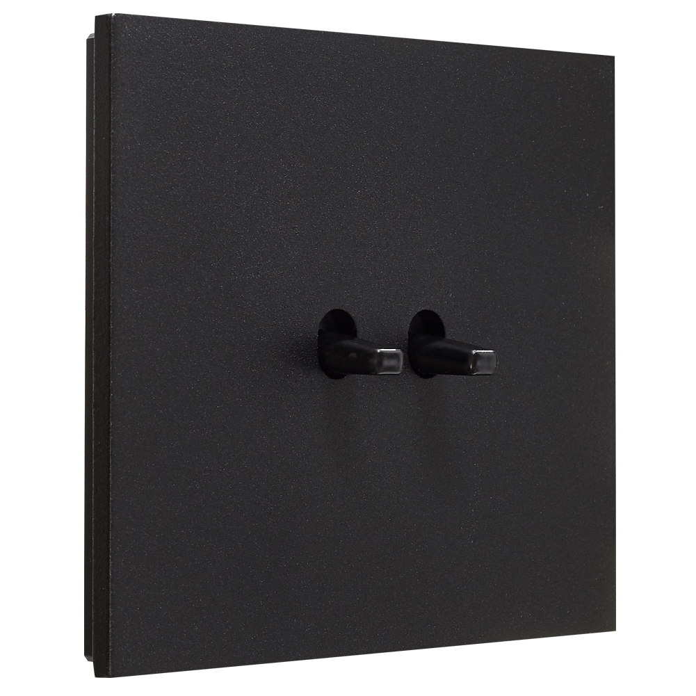 Toggle switch metal matte black 2 gang double 2 way. Square Series