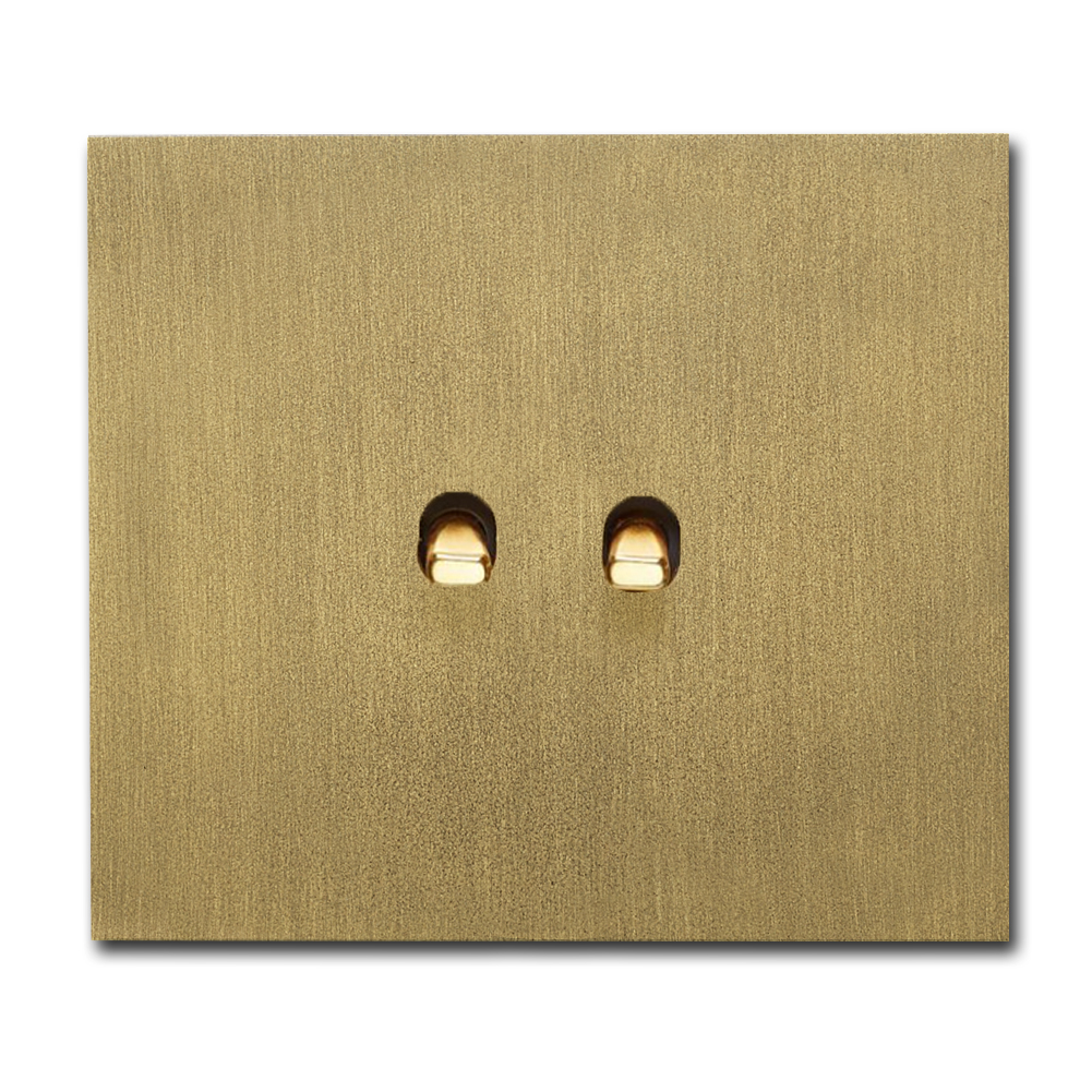 Toggle switch metal in old gold 2 gang 2 way. Square Series