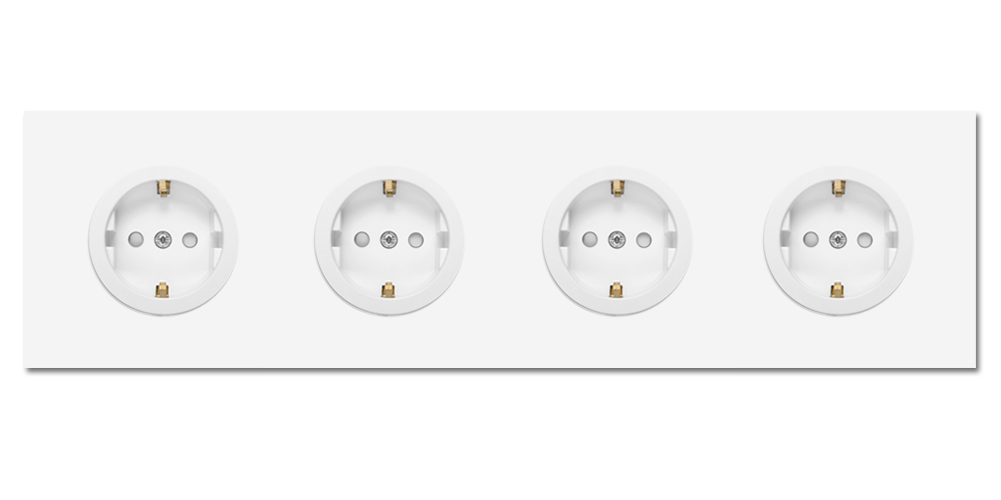 Steckdose Metall matt Weiß 4-fach. Square Series