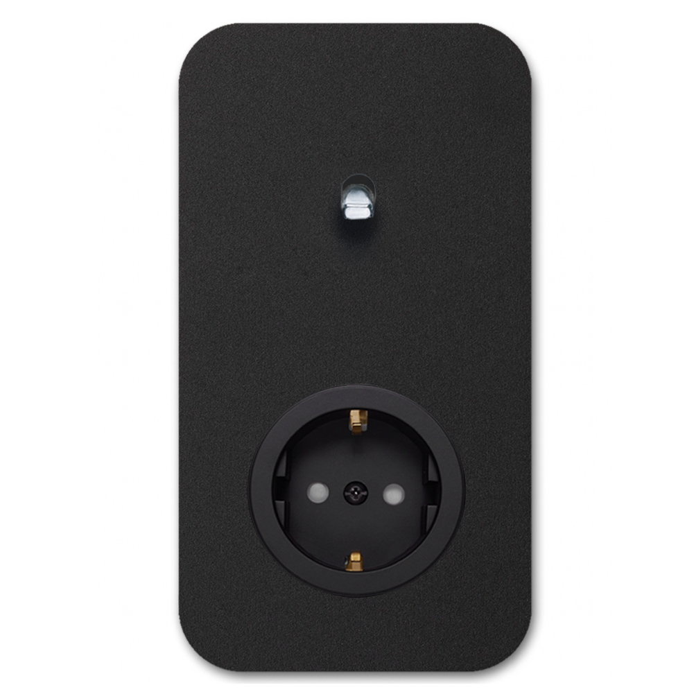 Toggle switch metal matte black chrome 1 gang 2 way + 1 socket. Cube Series