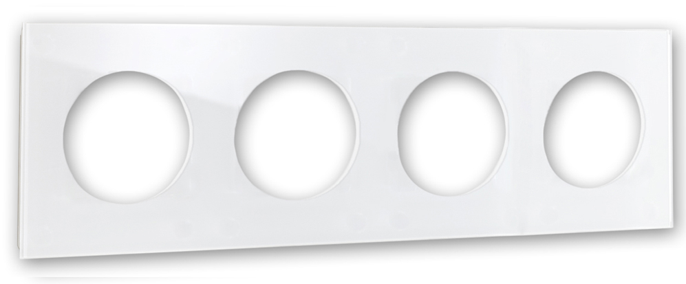 Rahmen MAXIM 4-fach in Weiß mit runden Ausschnitten. ROHDE+ROHDE