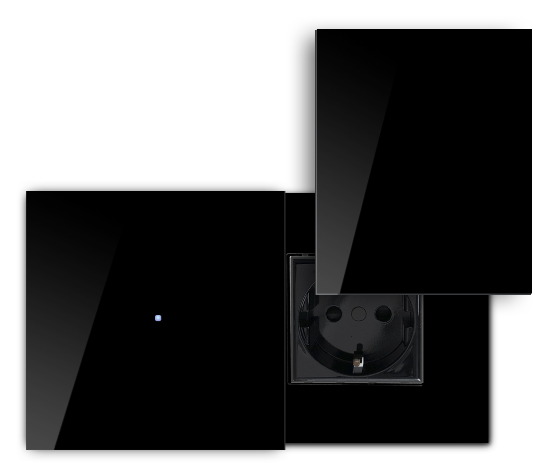 Touchschalter-Steckdosen-Kombination. 230V Glas-Optik. NOVA