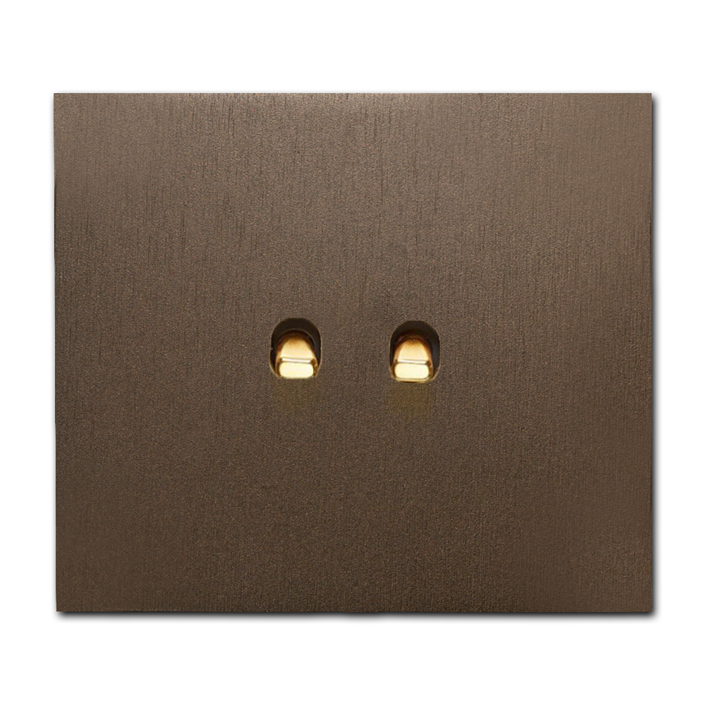 Toggle switch metal in Brown gold 2 gang 2 way. Square Series