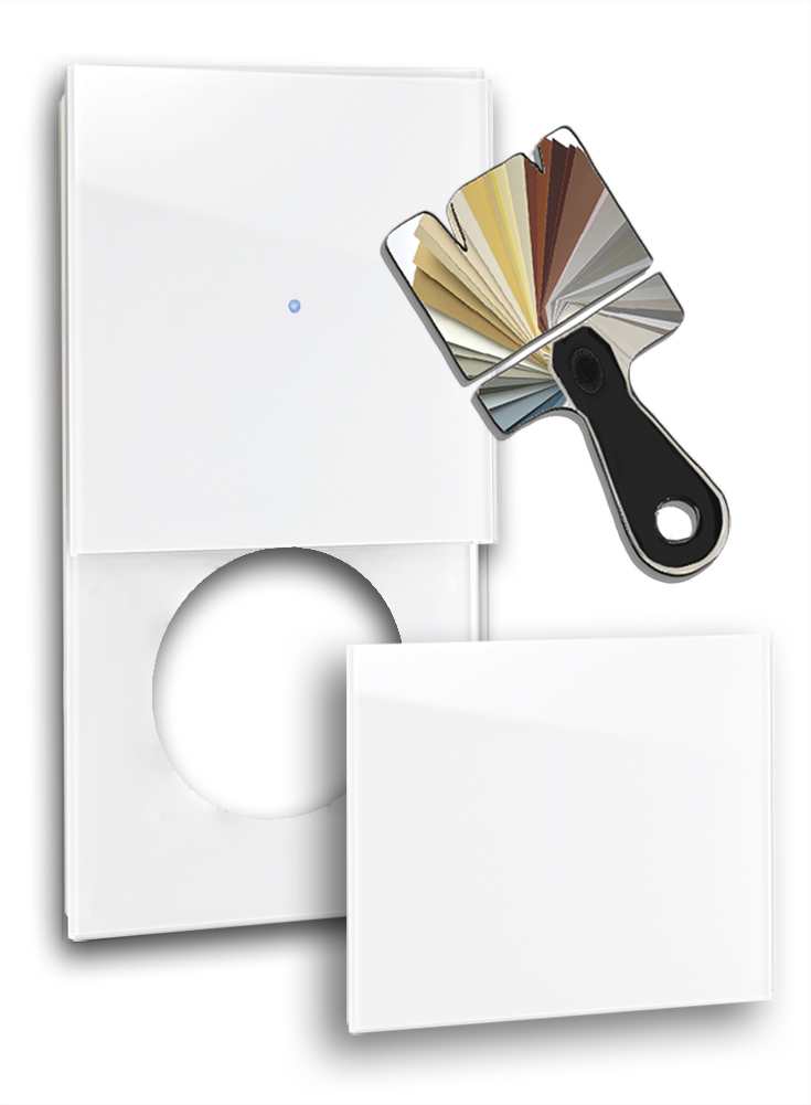 Touch-Blende NOVA - Glas-Optik 1-fach mit rundem Ausschnitt und Abdeckung in Farrow & Ball-Farbe.