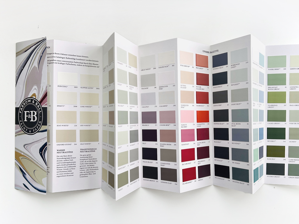 Farbkarte Farbfächer - Farrow & Ball  Uebersichtskarte  Kostenlose - Farbkarten bestellen