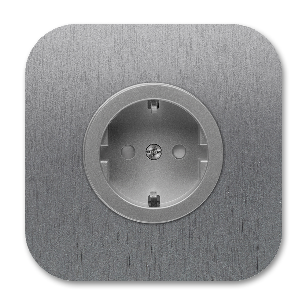 Rounded Socket in Titanium Grey, 1-Gang. Cube Series