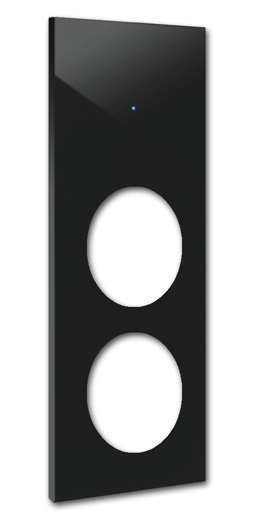 Touch-Blende NOVA - Glas-Optik 1-fach mit 2 runden Ausschnitten in Schwarz.