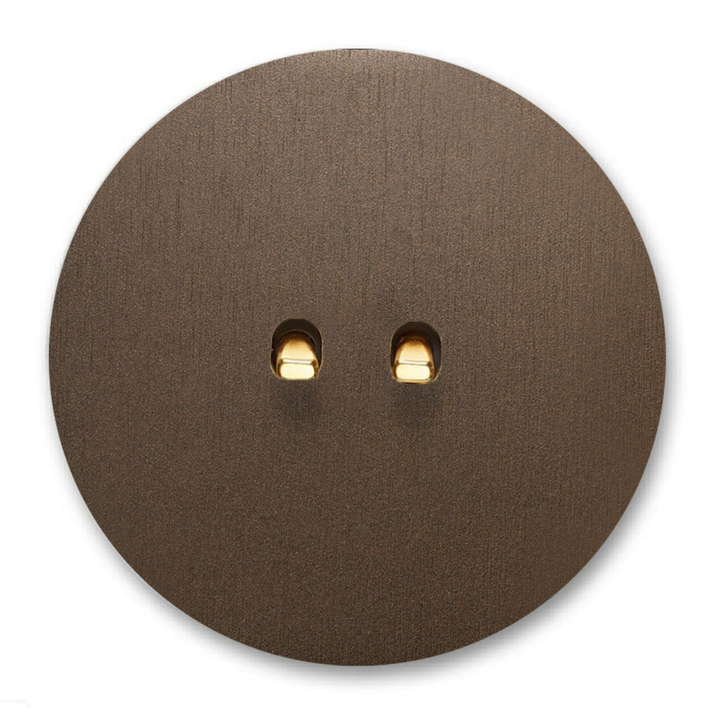 Kipphebel-Lichtschalter Metall Braun Gold 2-fach. Round Series