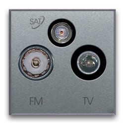 Antennenanschluss silberfarben, 3-fach. TV, SAT, FM-Buchse