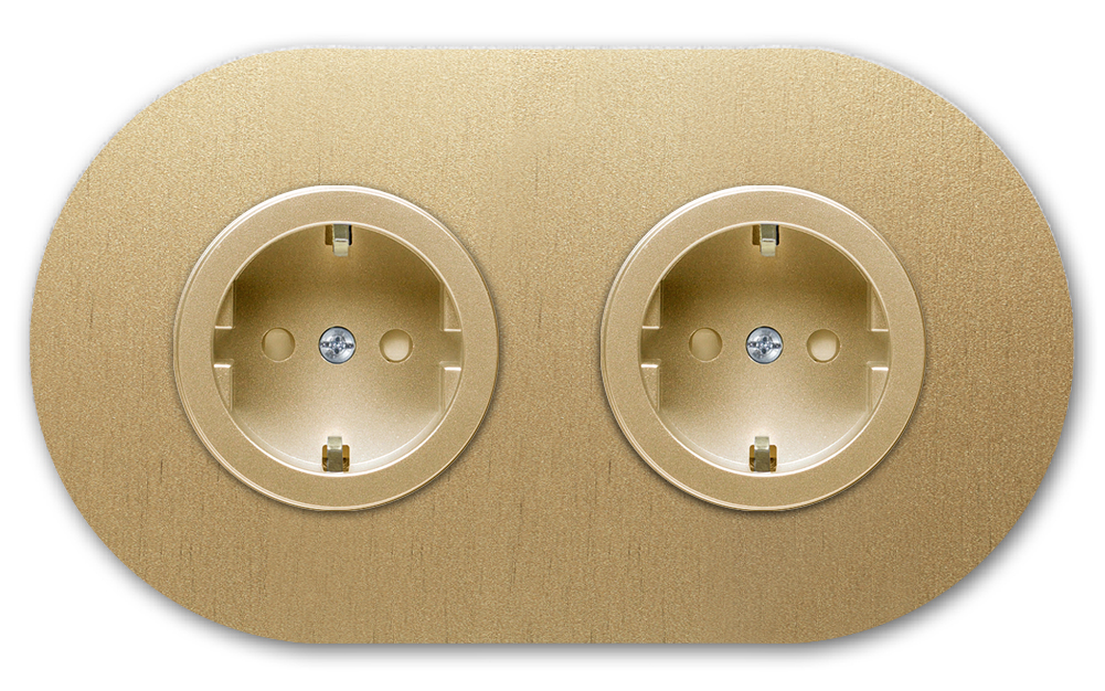 Socket metal gold 2 gang. Round Series