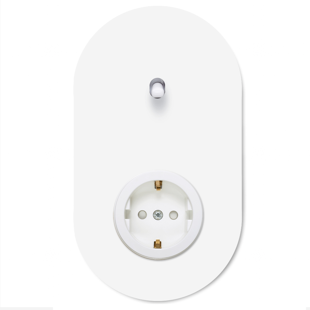 Toggle switch metal matte white 2 gang + 1 socket 2 way. Round Series