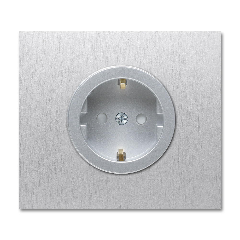 Socket metal in aluminium single 1 gang. Square Series